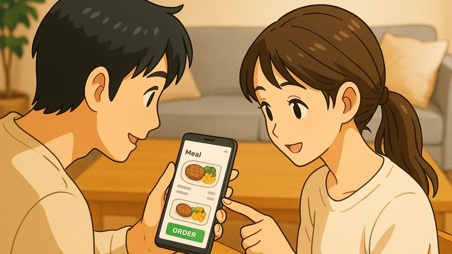 夫婦でメニューを選んで簡単注文