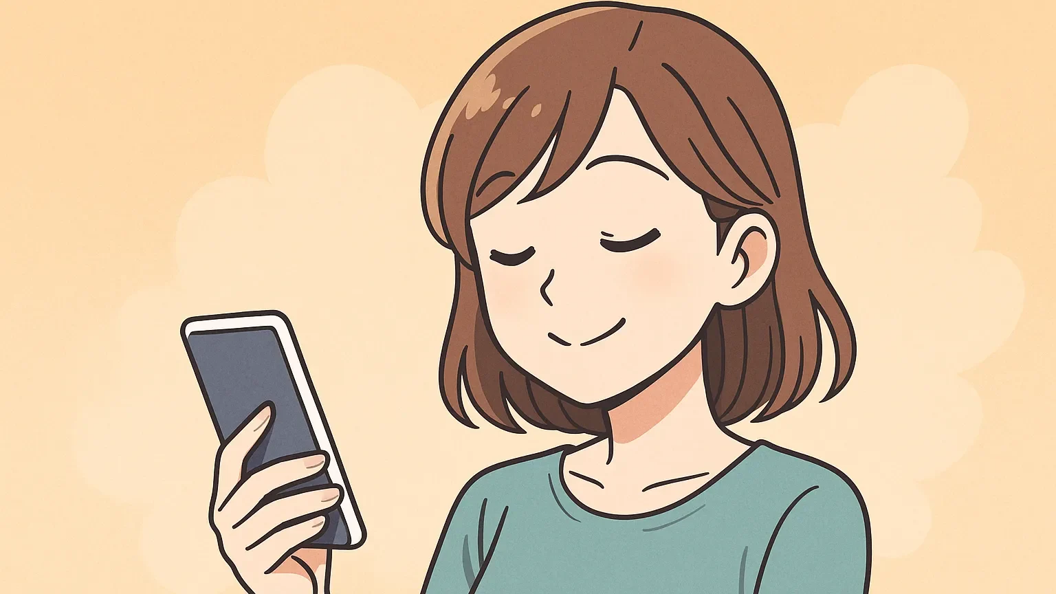 スマホでナッシュの料金を確認して納得する女性
