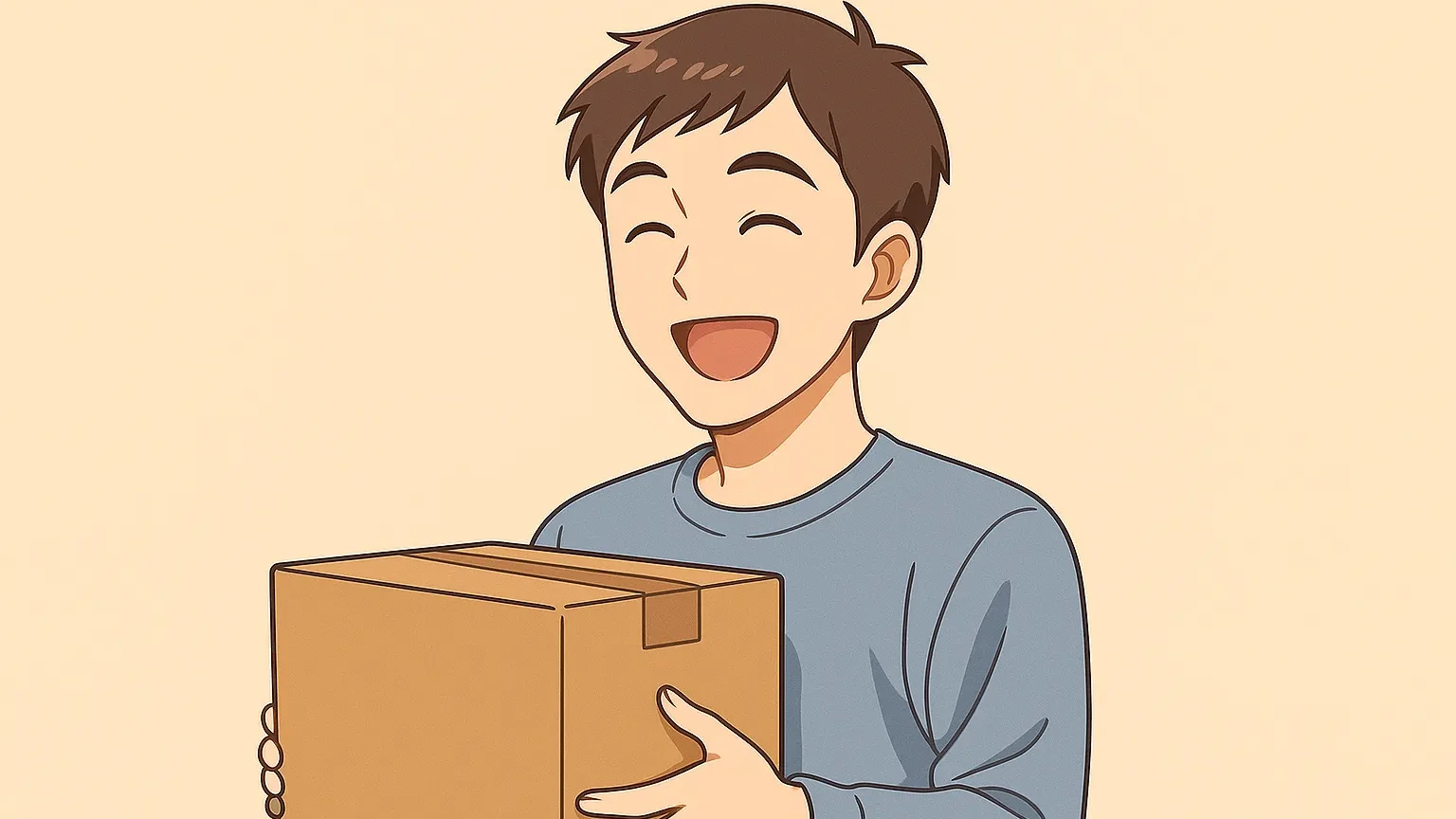 ナッシュの段ボールを受け取って笑顔になる男性