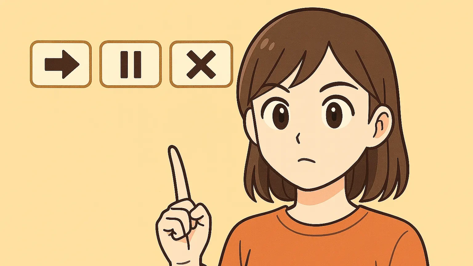 休止・解約の操作をイメージする女性のイラスト
