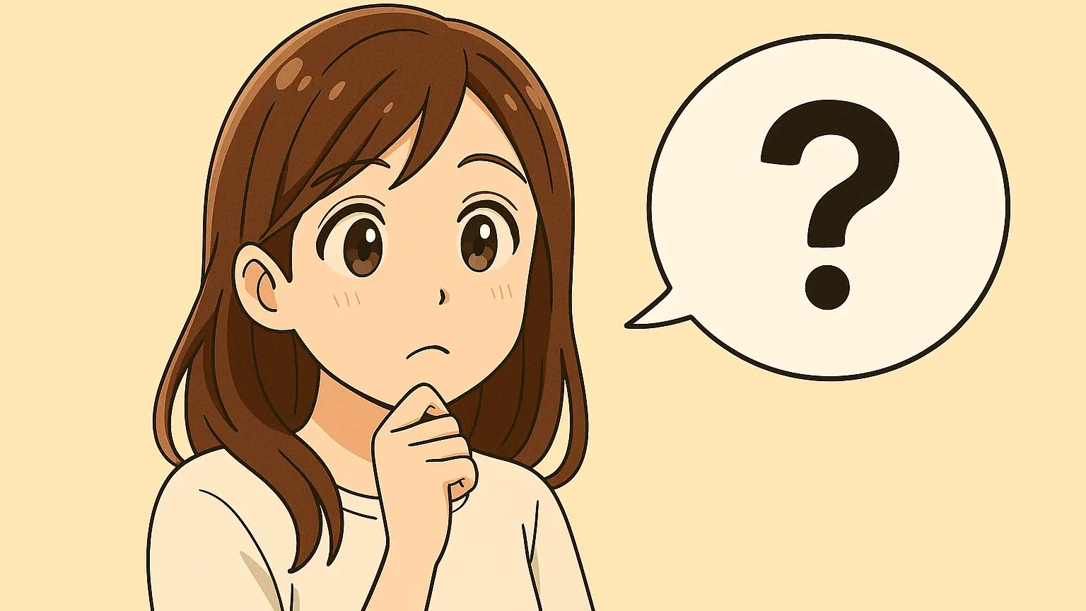 疑問符の吹き出しでFAQをイメージする女性