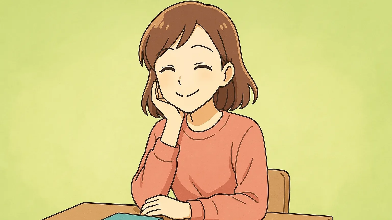オリジナルグラスを作った後に女性が満足そうにほほ笑む様子